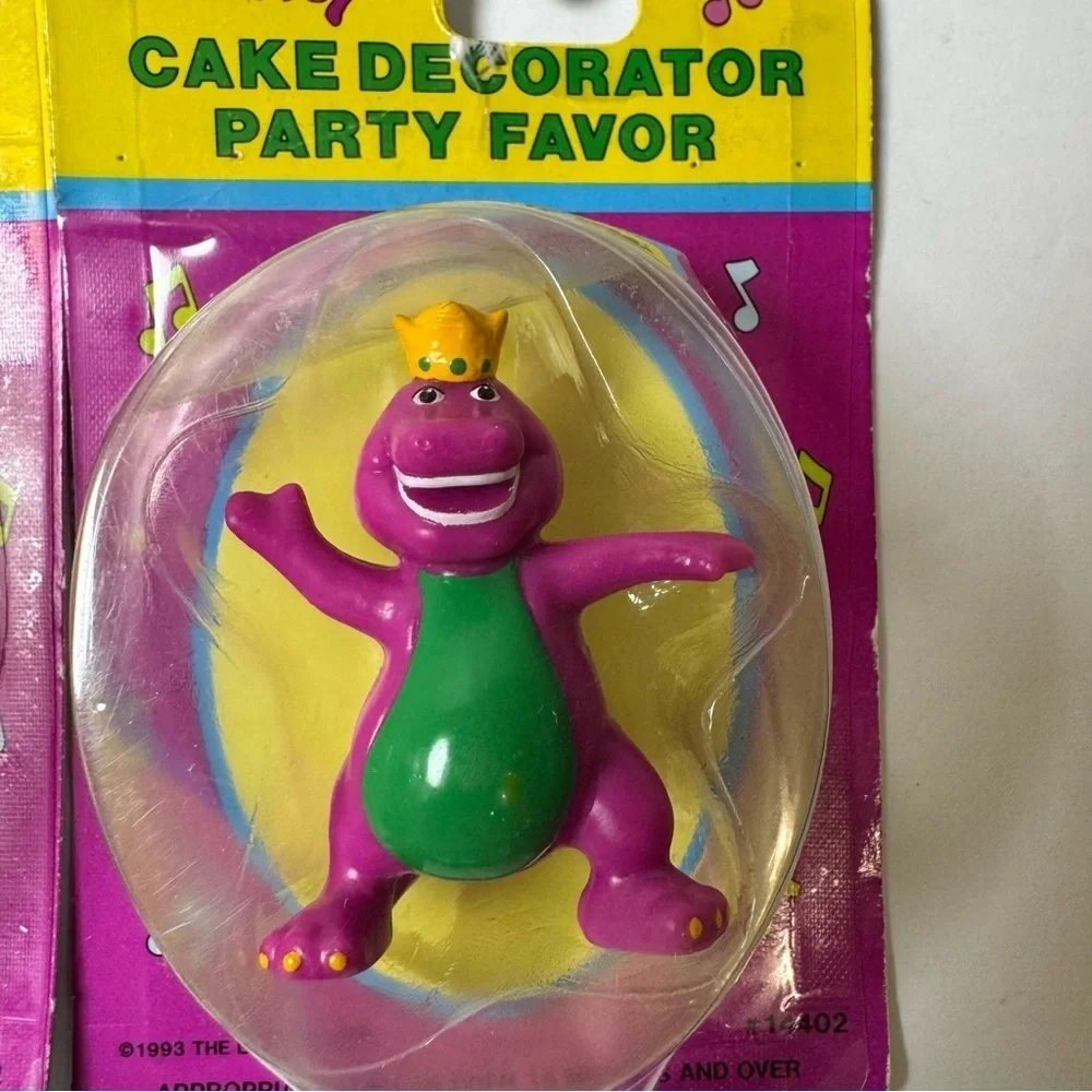Lot of 3 Vintage 1993 BARNEY Dinosaur Cake Decorator Party Favor Figure